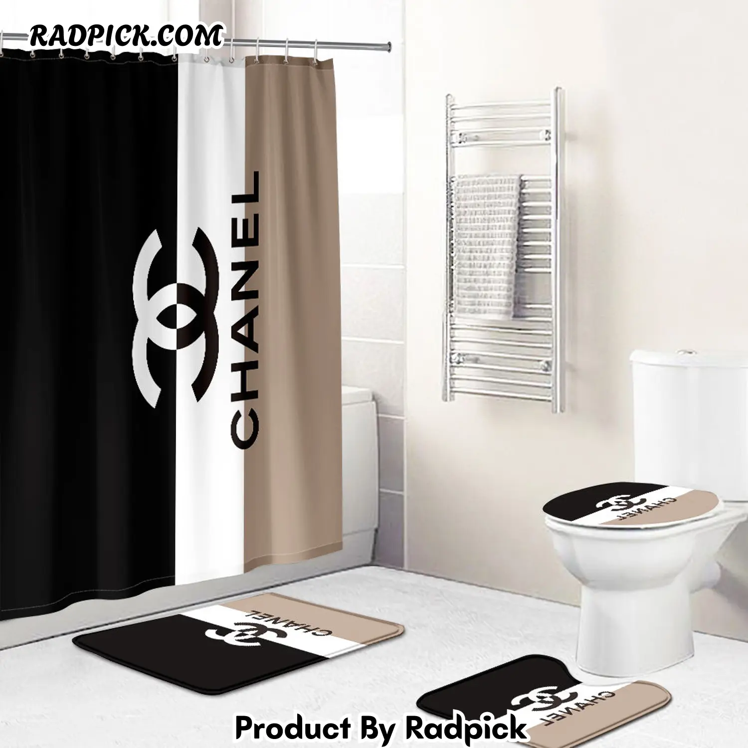 Chanel shower curtain beige black and white luxury bath mat sets shower curtain  rp3871169.png